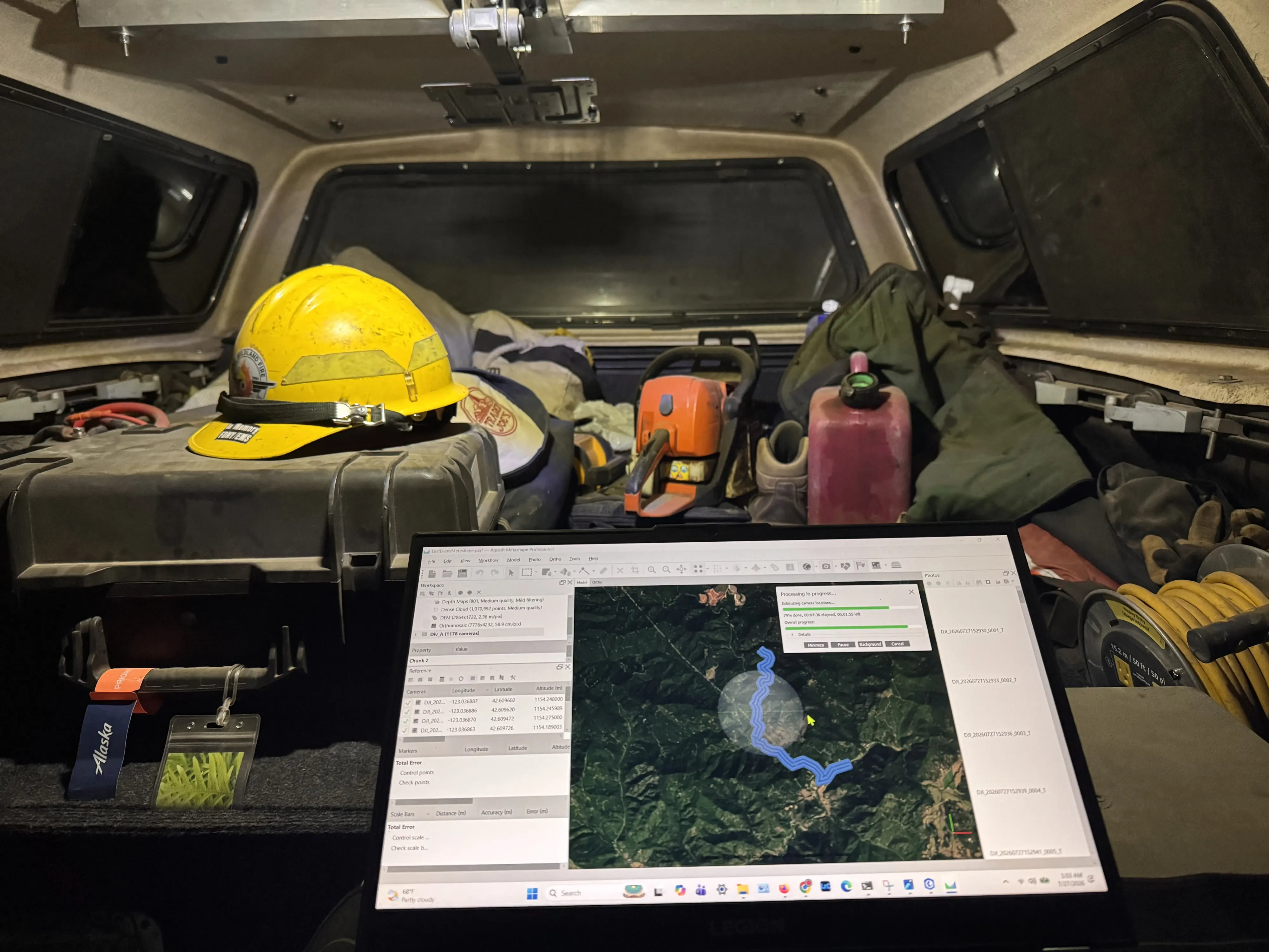 The infrared map on the laptop in the back of the truck at night, ready to deliver before briefing.